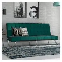 dhp emily futon with chrome legs, green velvet