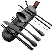 devico portable utensils travel camping cutlery set