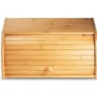 klee large natural bamboo roll wood bread box 